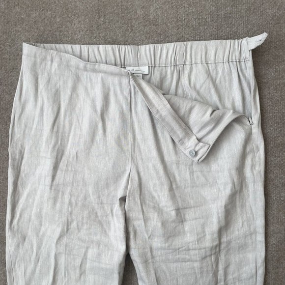 J Jill Pants Womens Medium Petite Light Grey Cropped Linen Stretch Button Detail - Picture 6 of 13